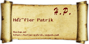 Höfler Patrik névjegykártya