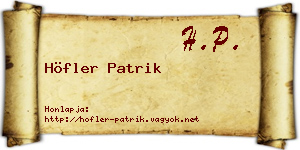 Höfler Patrik névjegykártya